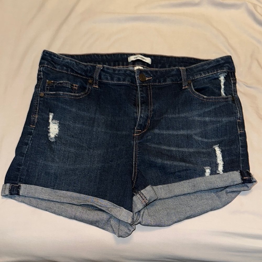 Dark Wash Denim Roll-Cuff Women's Shorts